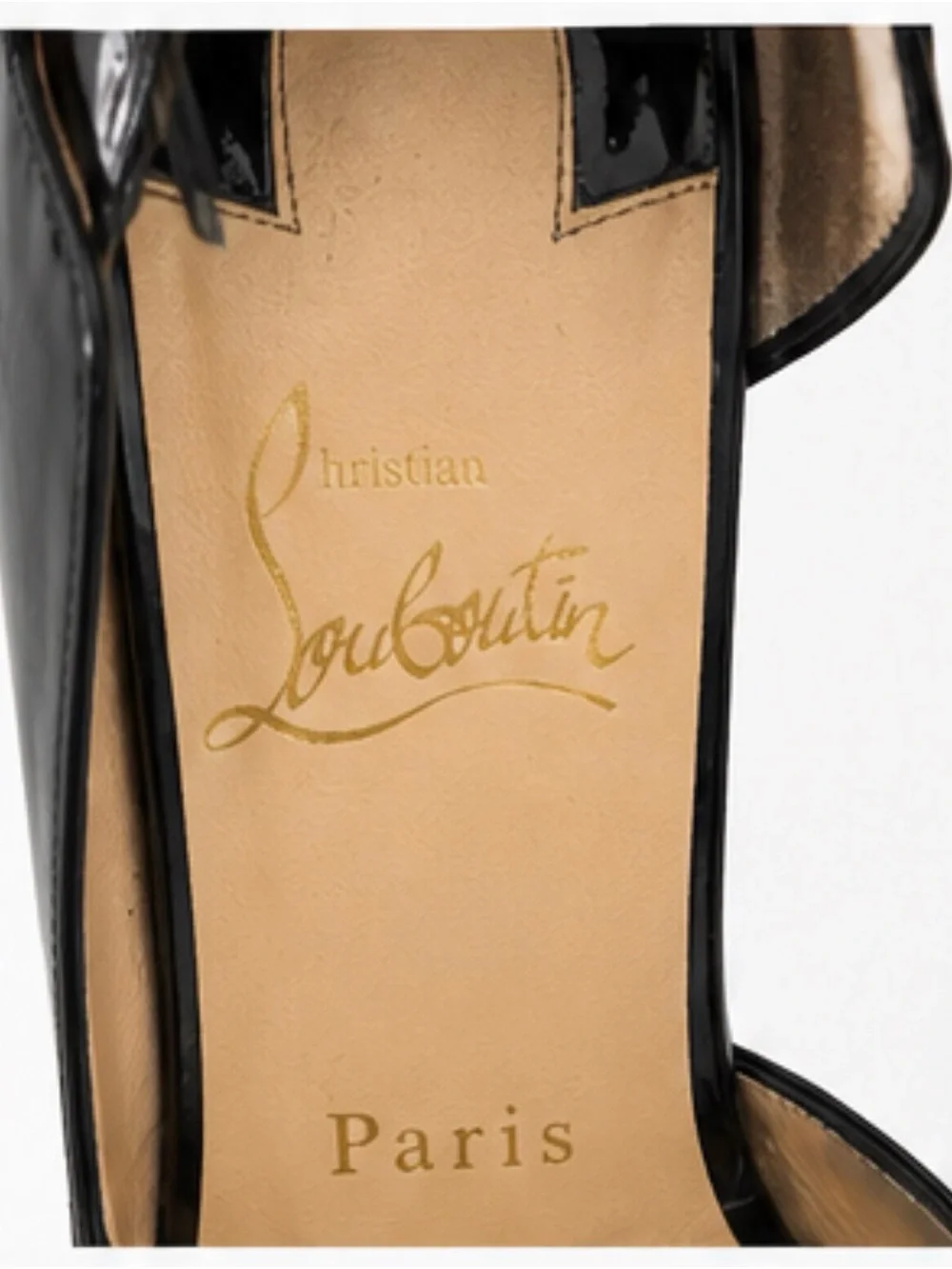 Christian Louboutin Black Patent Peep-Toe Strappy Heels